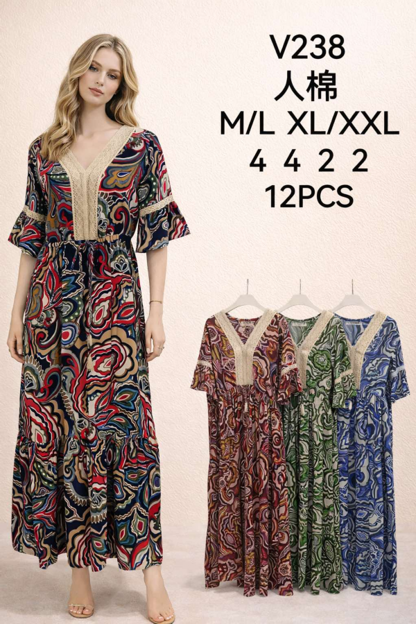 Sukienki damskie Roz M-2XL,  Mix Kolor .Paczka 12 szt